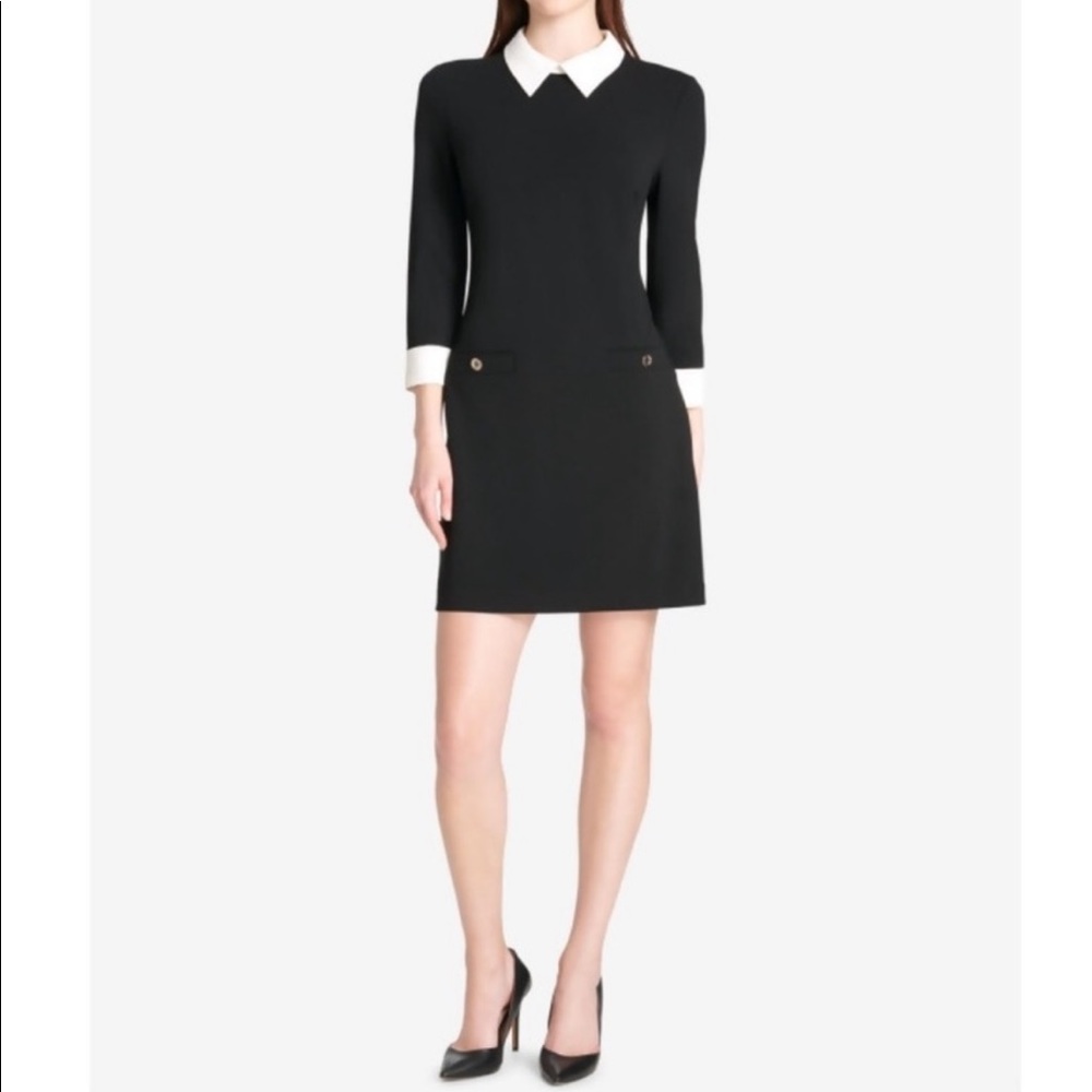 Tommy Hilfiger black and white collared dress, size 10